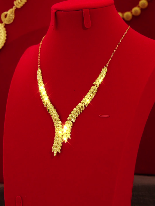 18K Gold-Plated Alloy Bridal Wheat-Ear Necklace