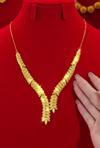 18K Gold-Plated Alloy Bridal Wheat-Ear Necklace