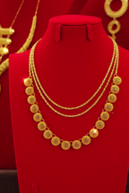 18K gold-plated Alloy three-strand beaded necklace