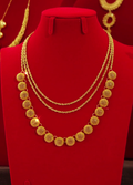 18K gold-plated Alloy three-strand beaded necklace