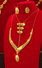 18K Gold-Plated Alloy Bridal Eternity Jewelry Set